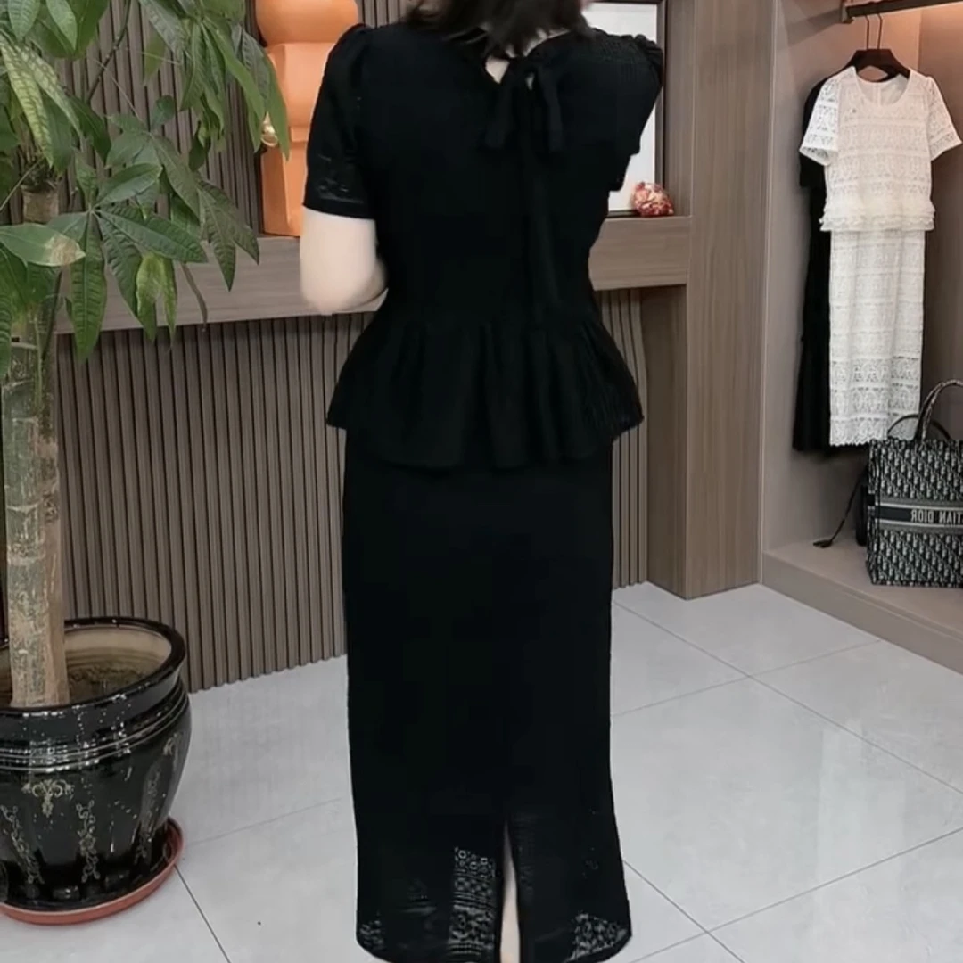 气质显瘦洋气减龄夏季中长款收腰遮肉简约连衣裙5208