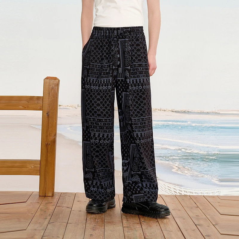 【INXX】街头满印甲骨文图案休闲裤清凉垂坠感长裤情侣XRF2230808