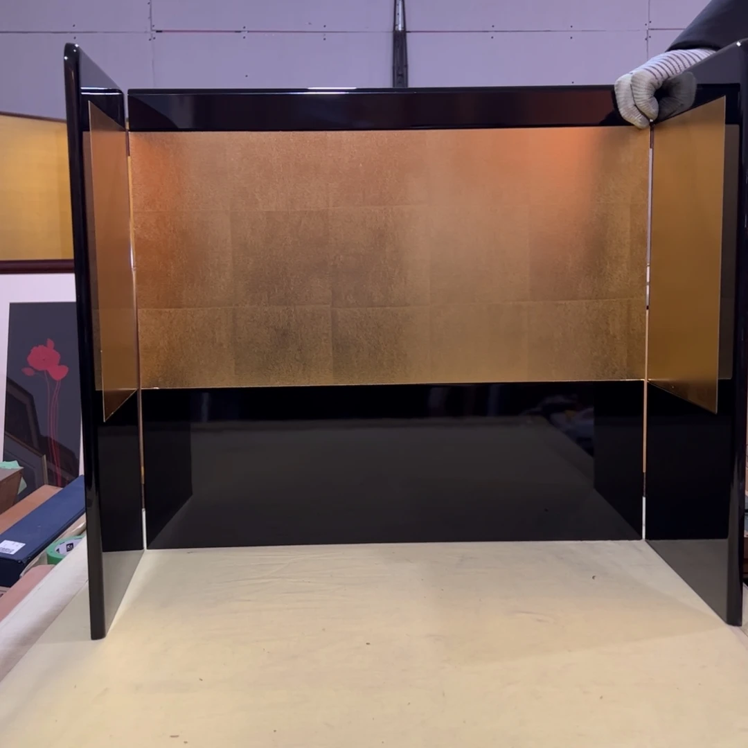 绘画黄****脚屏风框画茶空间设计