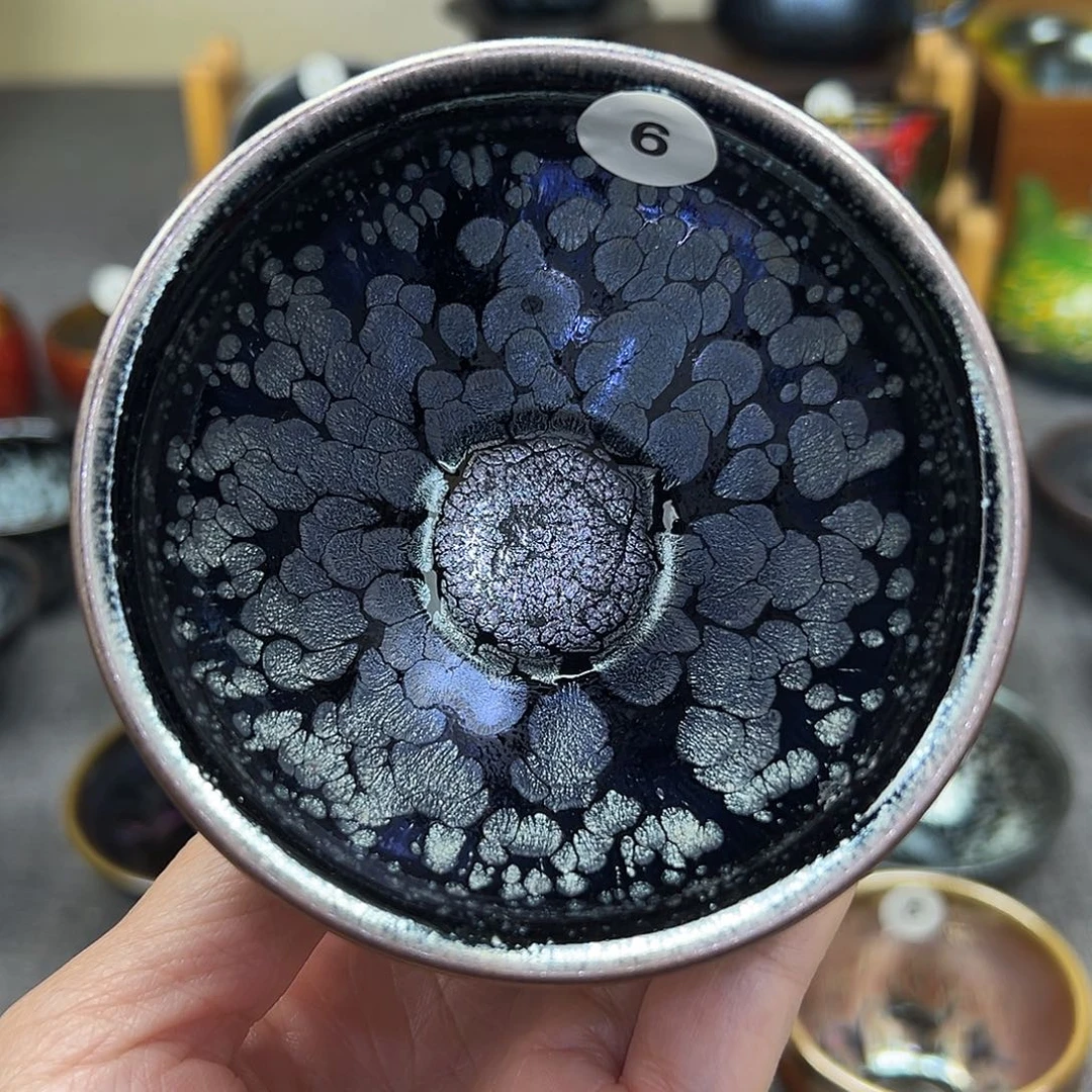 茶盏黑牡丹束口手工