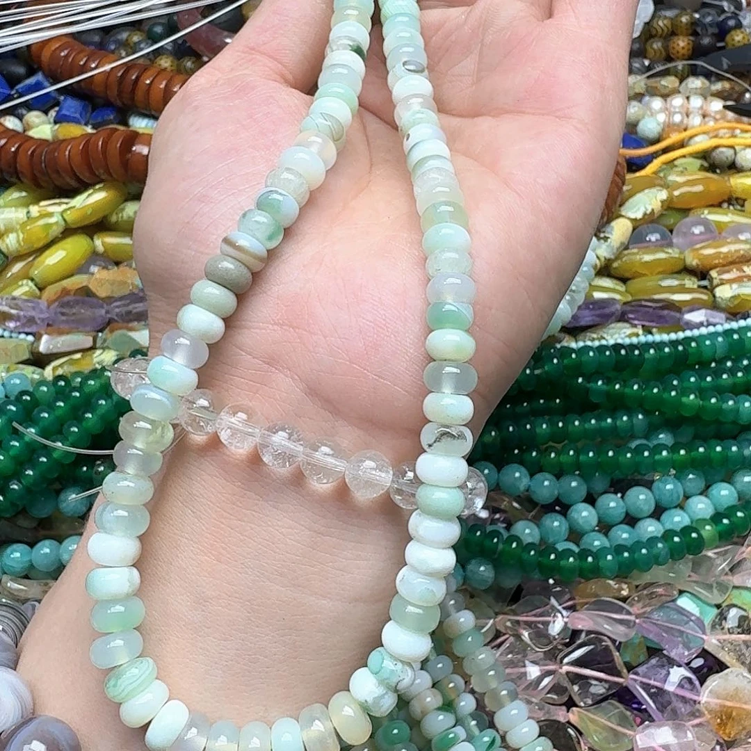 玛瑙/玉髓合金珠宝半成品一条8mm绿玛瑙算盘