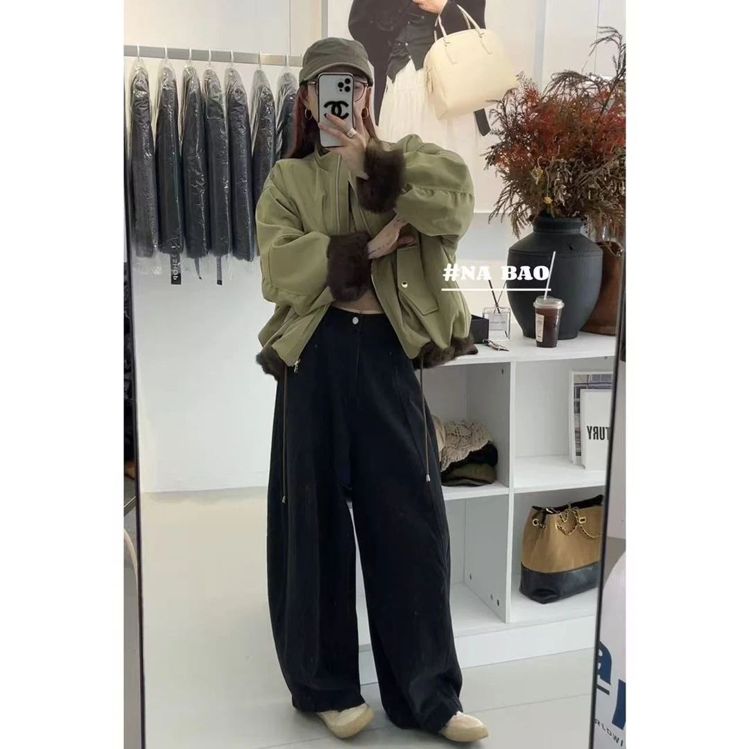 NABAO▶【兔毛加厚款短款冬季秋冬女派克服时尚休闲短外套】