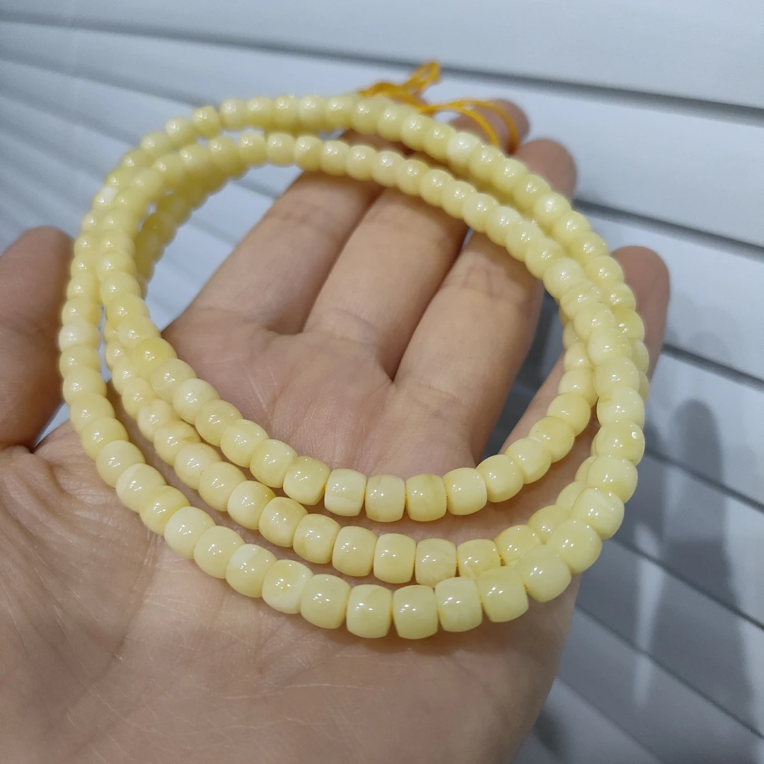 天然原矿无优化俄料浓蜡奶黄精工直切链子5.8mm高品质