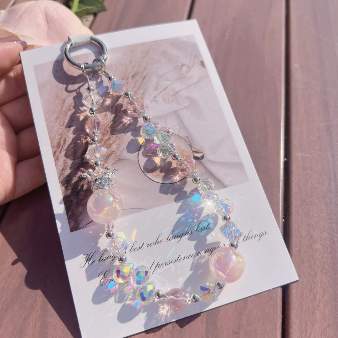 A106皇冠水晶手机挂链女款通用个性创意防丢网红手机绳子钥匙扣