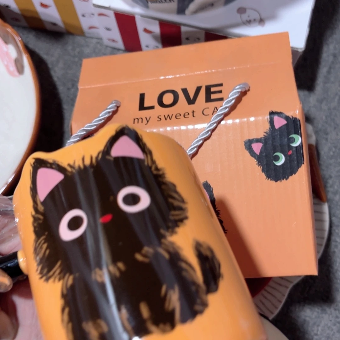 陶可爱小猫杯子两件套
