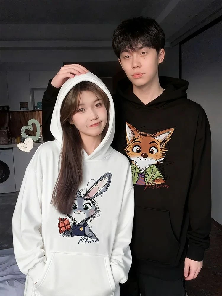 不一样的情侣装2025年早秋冬季新款卡通疯狂动物城卫衣外套装潮