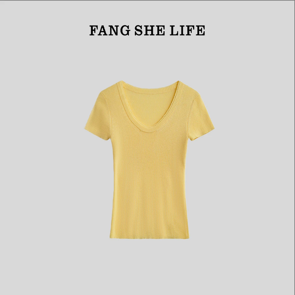 【切片专属】【素颜T】磨破鹅蛋领显瘦百搭针织高弹短袖T恤FF033XX