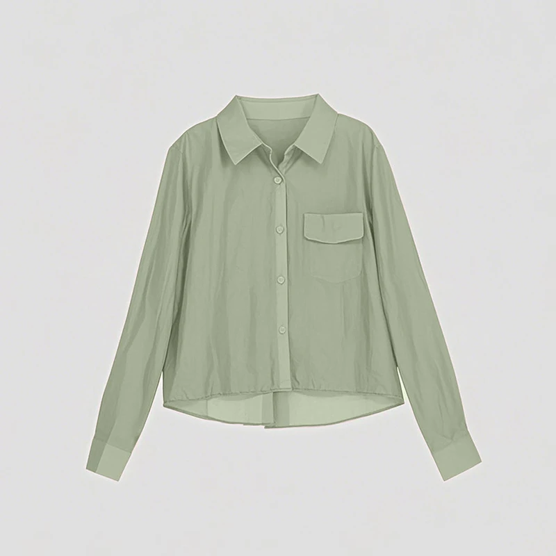 天丝醋酸亚麻衬衫女夏季新款设计感韩版时尚小个子防晒衫