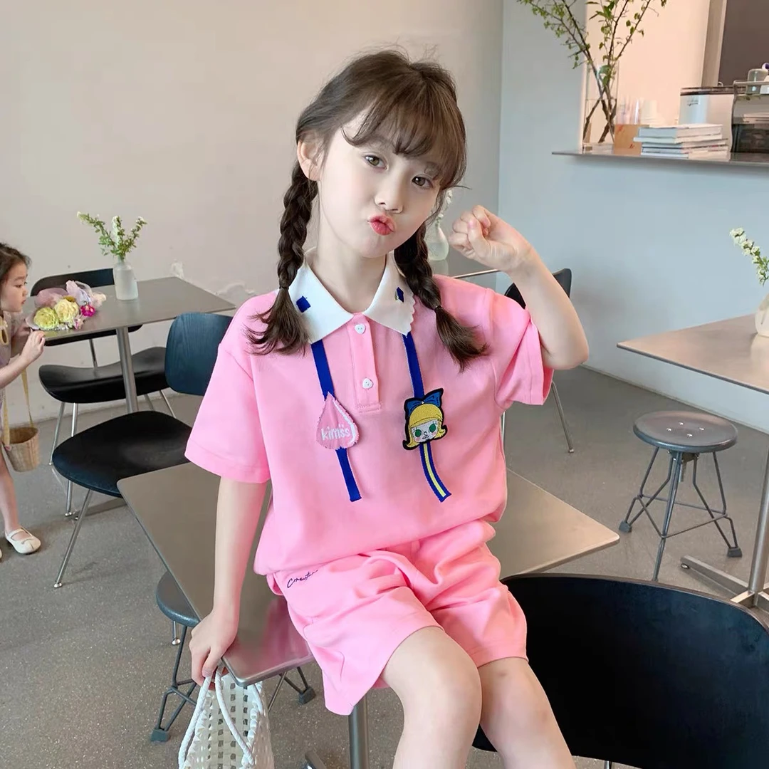 女童夏季套装2025新款儿童韩版休闲polo套装运动洋气时尚
