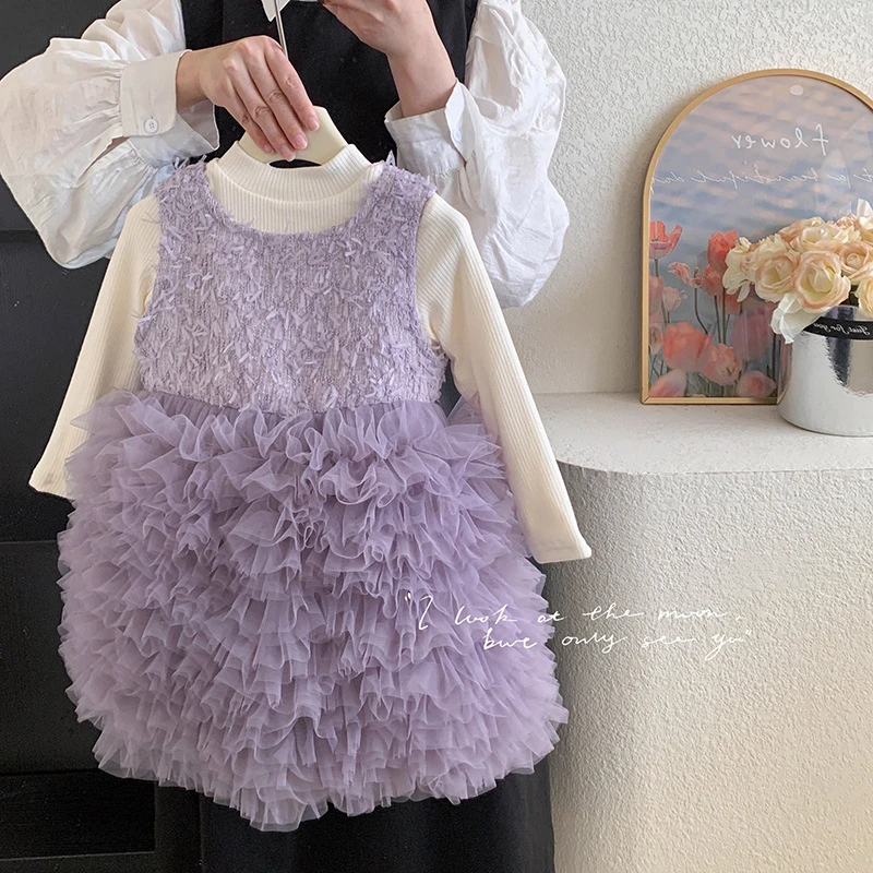 女童连衣裙套装冬季加厚儿童洋气秋冬裙子女宝宝冬款礼服公主裙