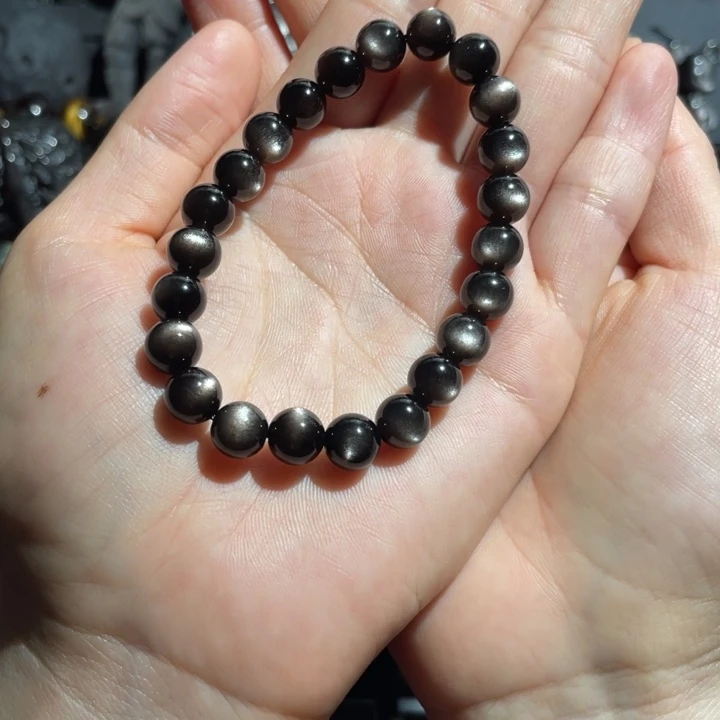 龖***龘黑曜岩未镶嵌手串