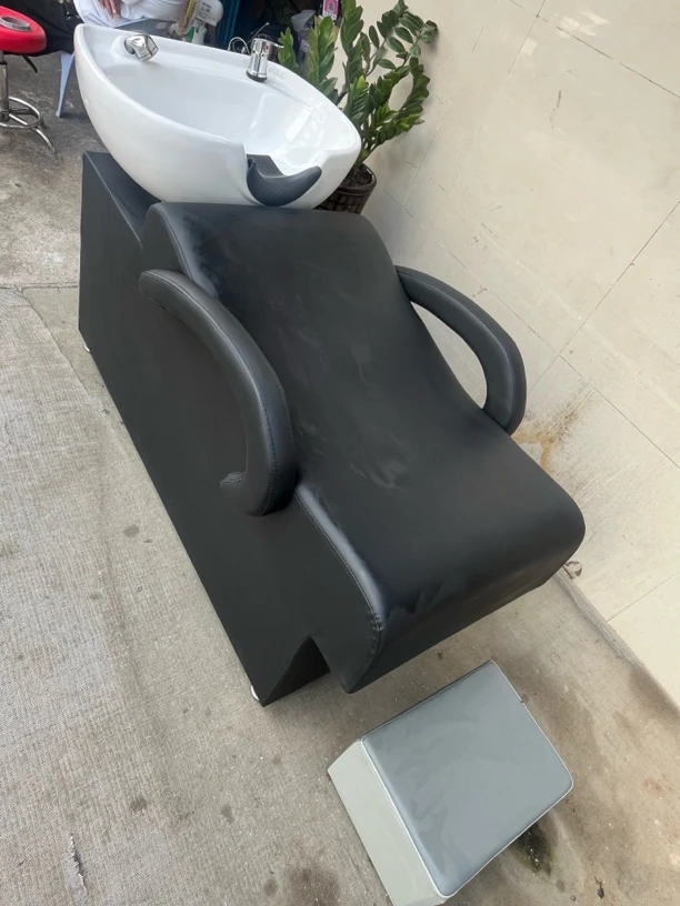 半坐式半躺短款洗头床盆小型冲水美发床理发店专用