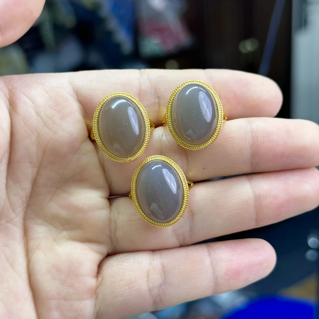 【M21】和田玉烟紫戒指多样性发其一