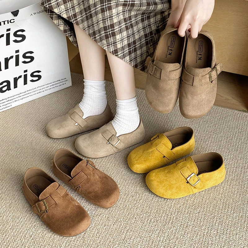 软底勃肯鞋女鞋子2025新款春秋季博肯平底懒人一脚蹬豆豆鞋单鞋女