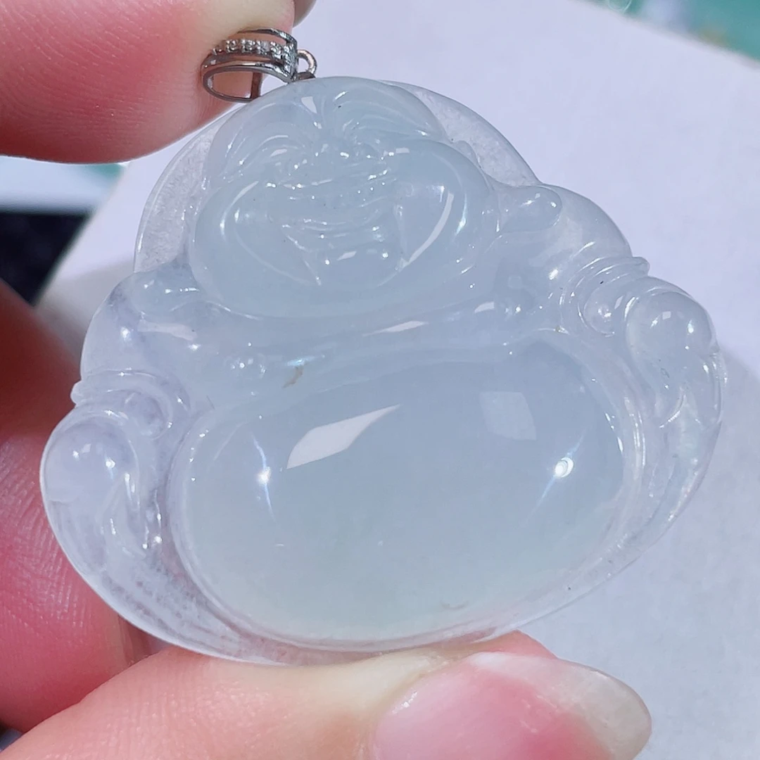 颈饰18K金镶嵌翡翠佛公