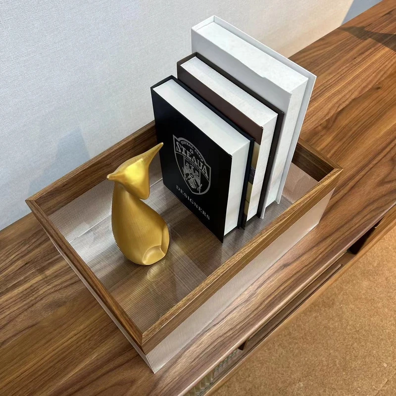 【泽木家居】北美黑胡桃木桌面收纳客厅阳台亚克力收纳筐