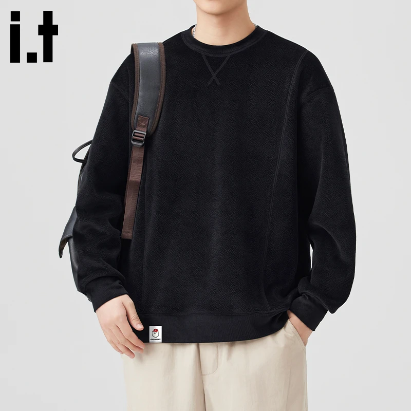 i.t:CHOCOOLATE宽松圆领卫衣男士2025年秋冬日系潮流复古长袖外套