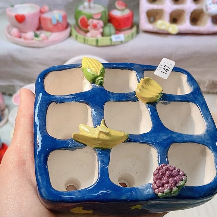 手工手绘盆 满29包邮 147