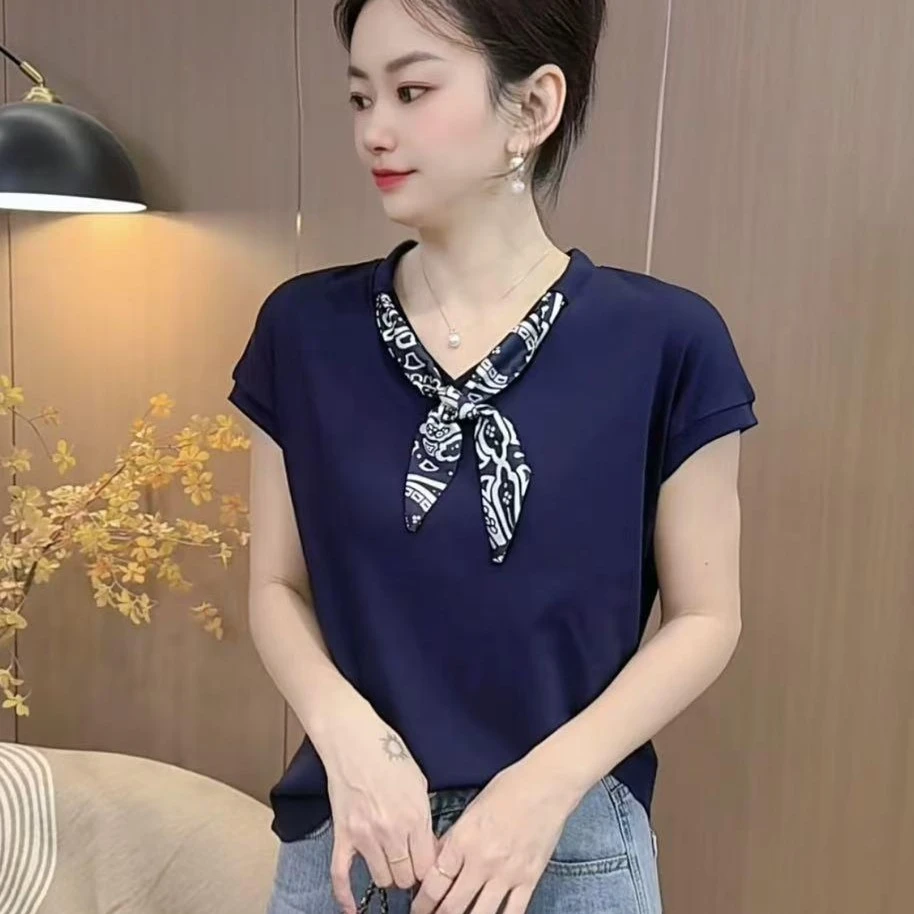 【6502】新品夏款V领设计感时尚百搭显瘦上衣