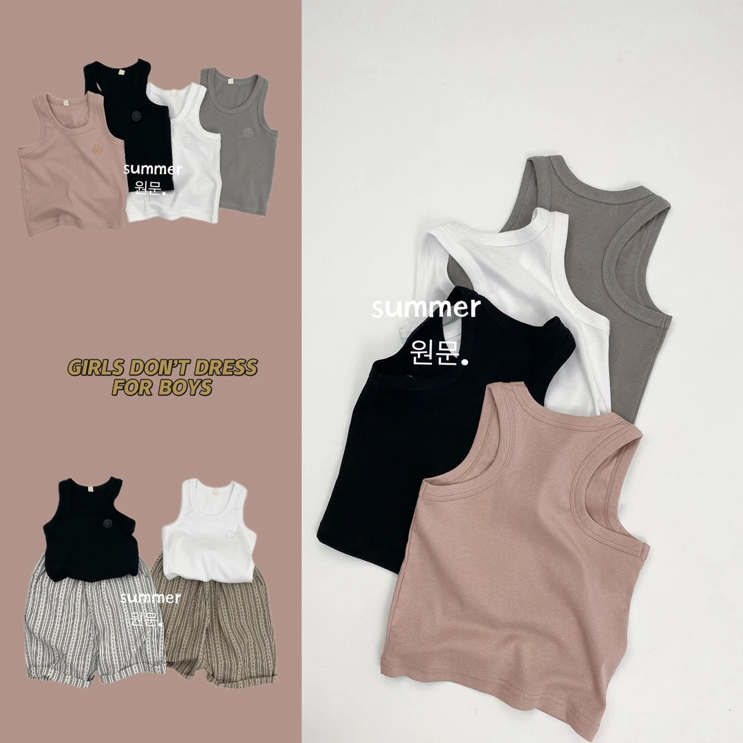 儿童背心a类夏季薄款宝宝工字背心中小童圆领纯棉无袖上衣潮