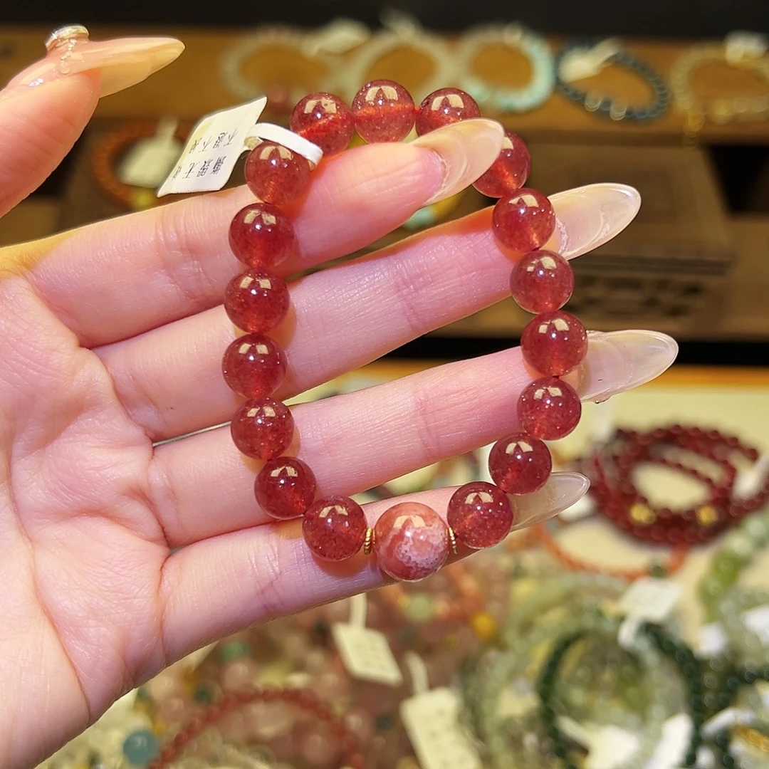 银S925镶嵌水晶手链草莓6233