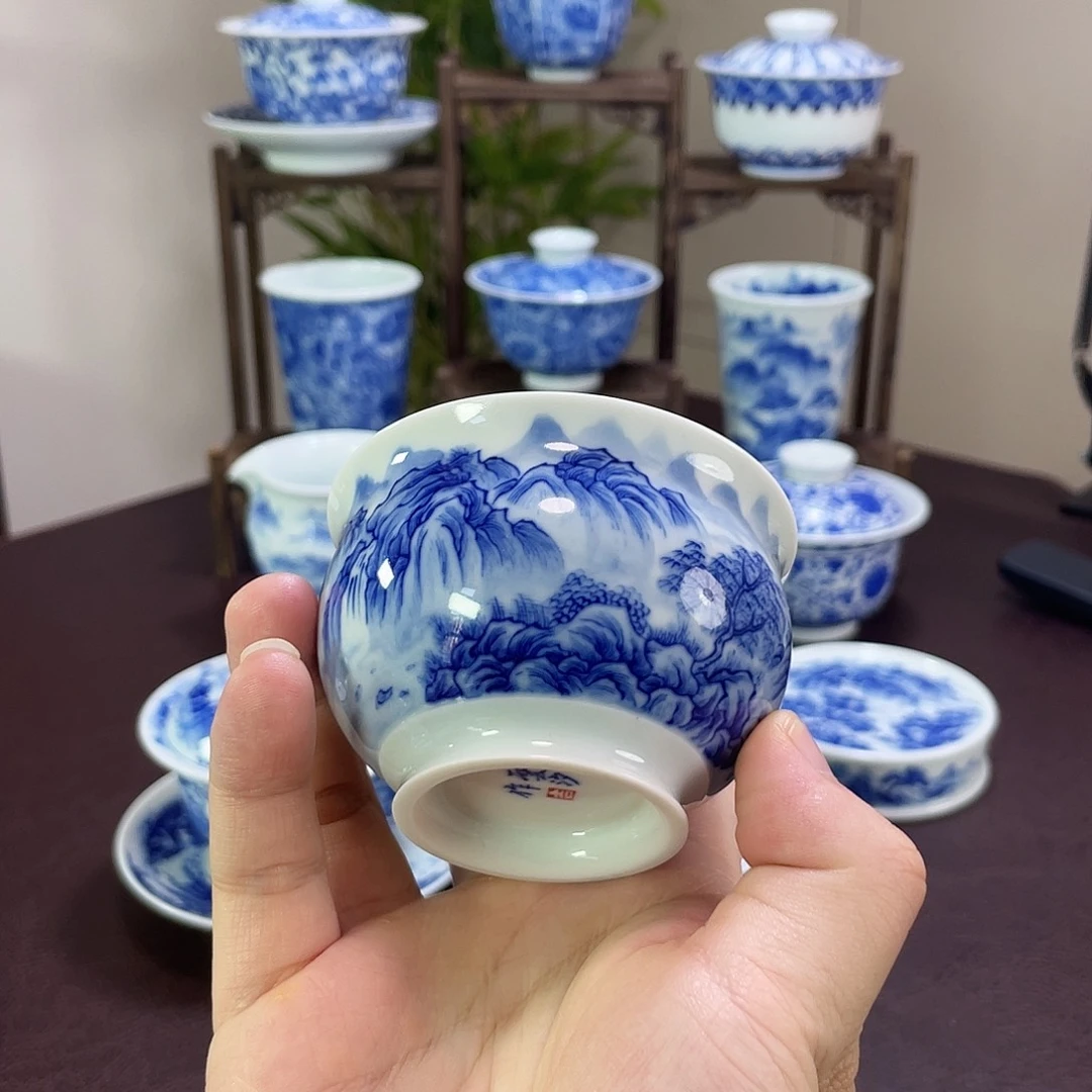 手***9纯手工重工山水杯