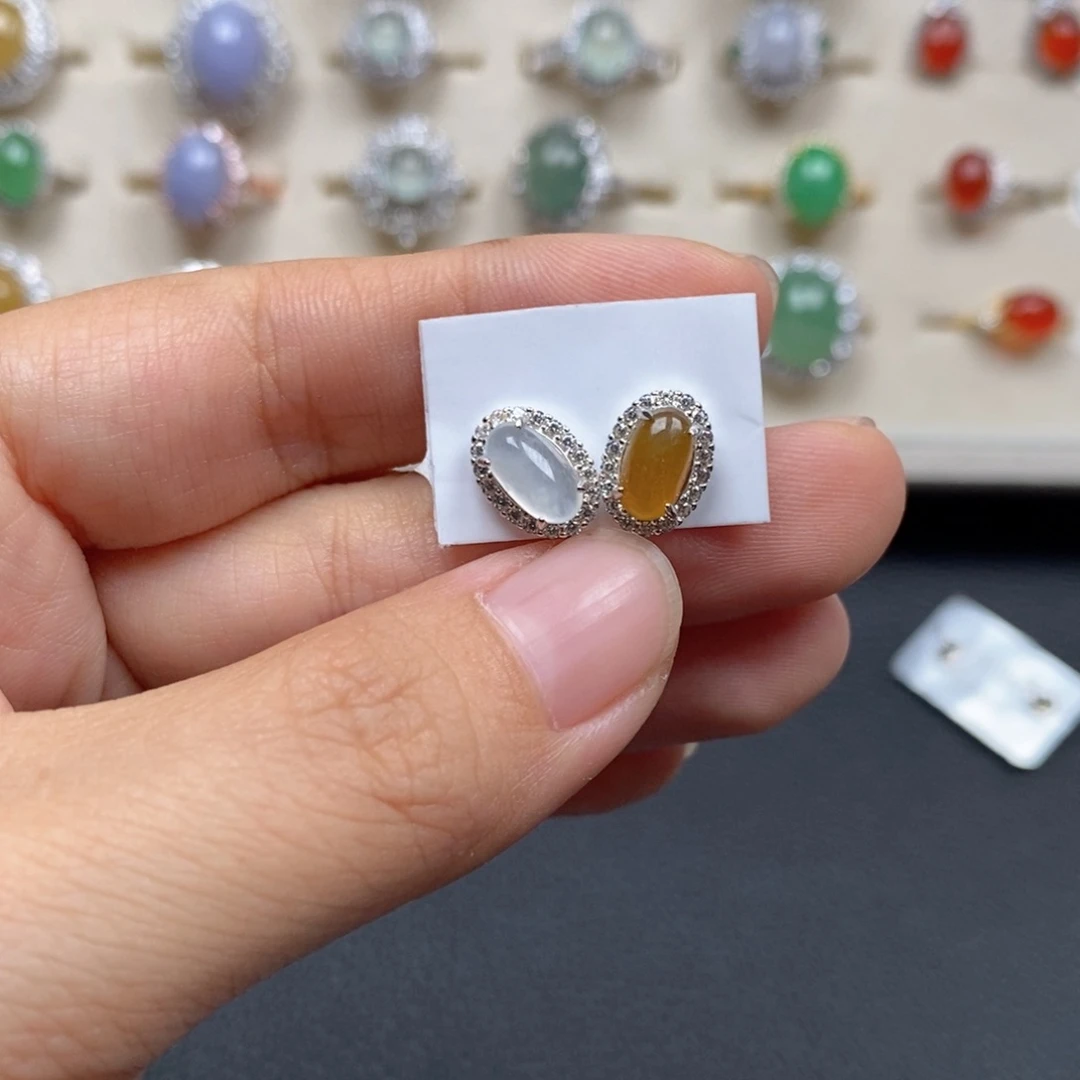 翡翠戒指银S925镶嵌嗯***嘿戒指