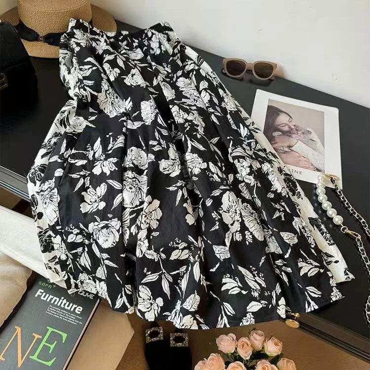 【夏央旗舰店】100%全棉夏季新款大摆气质碎花半身裙子女#7825-20