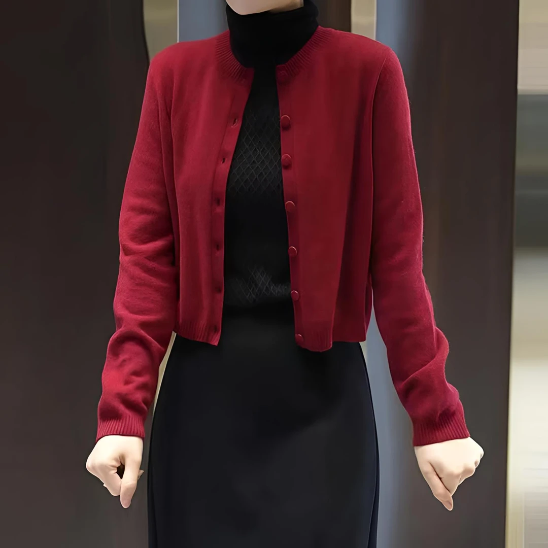 高级感减龄气质圆领针织衫长袖开衫外套女毛衣宽松显瘦秋冬季上衣