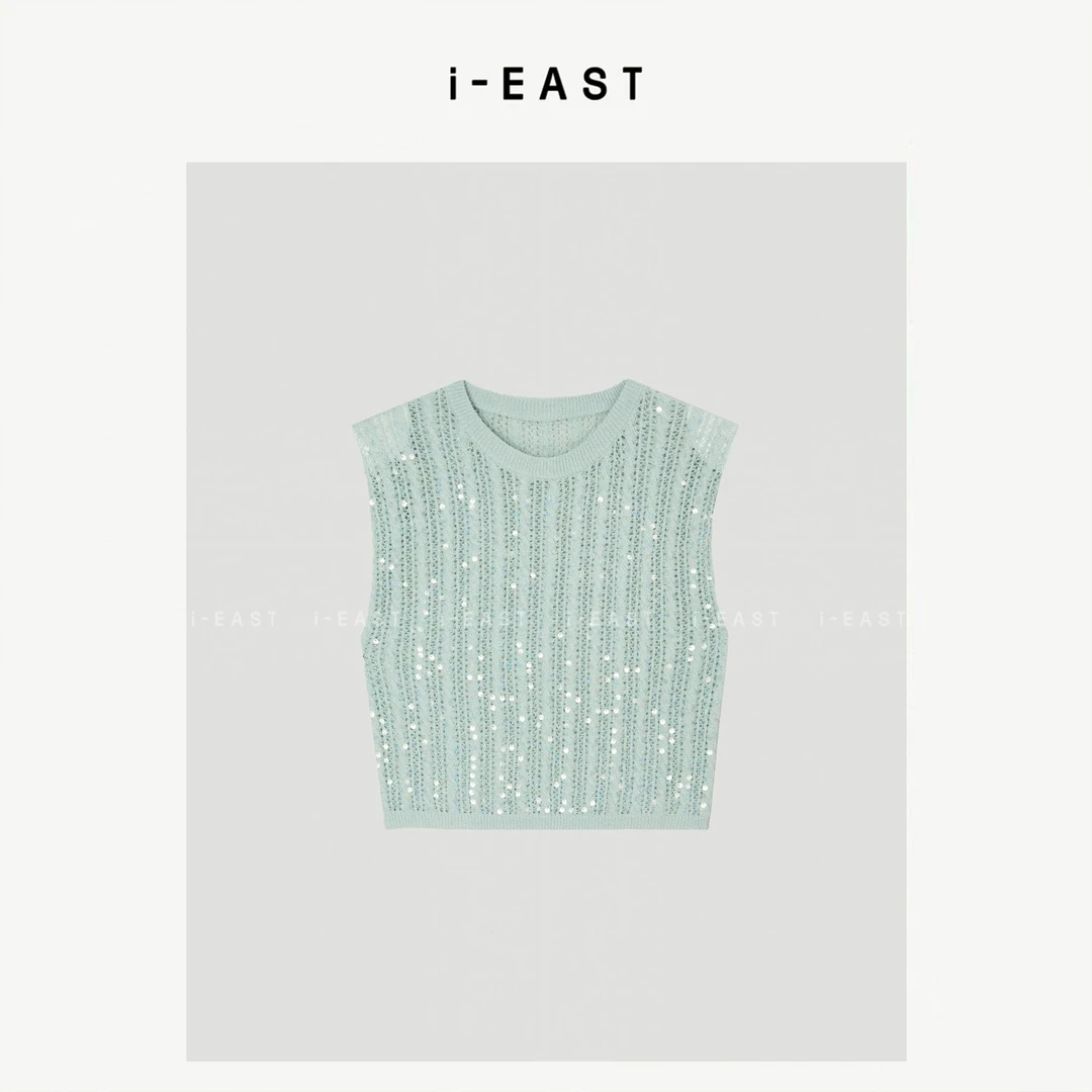 i-EAST NN 致命温柔~时尚针织亮片马甲上衣-5X SY8711