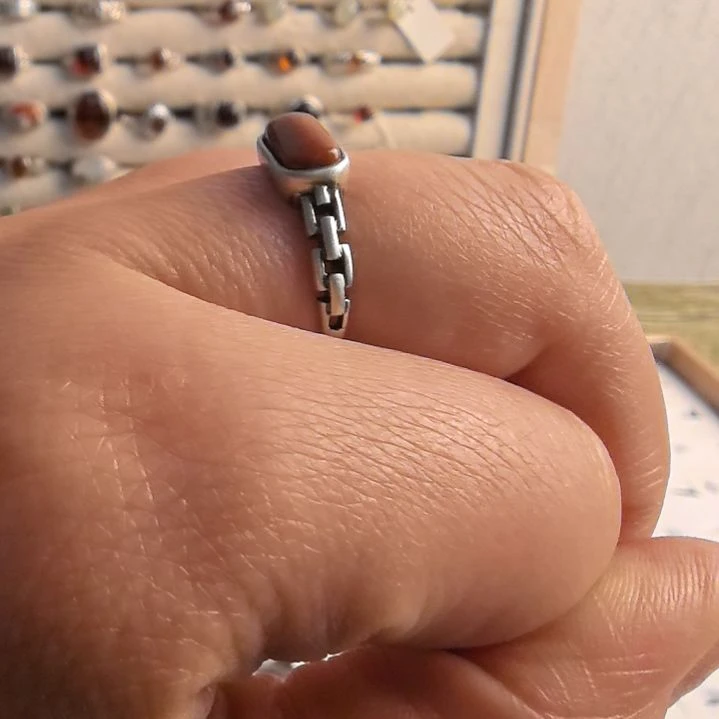 和田玉（糖玉）银S925镶嵌戒指