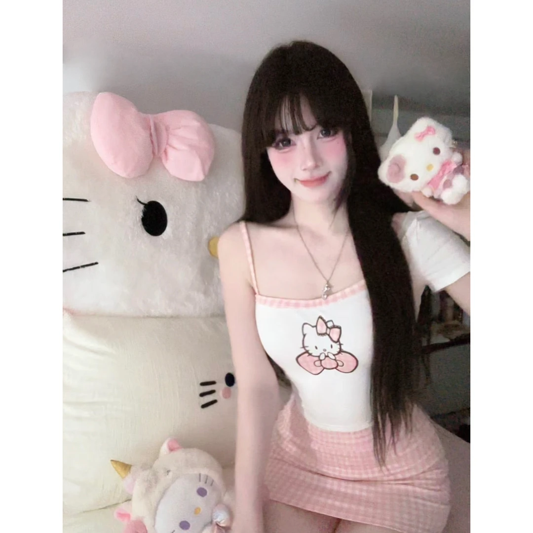 【反差kt】甜美可爱纯欲风性感辣妹斜肩连衣裙