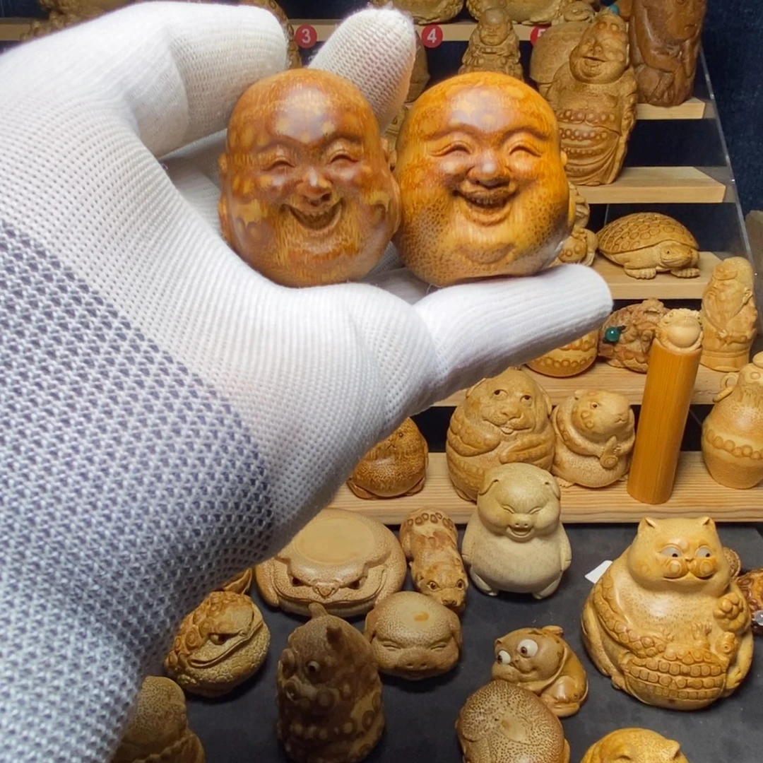 竹竹根雕老料笑口常开手球