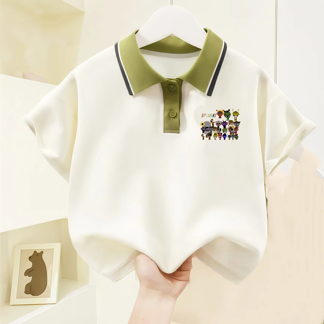 儿童节奏盒子夏季polo衫短袖2025新款帅气翻领t恤男童宽松衣服潮