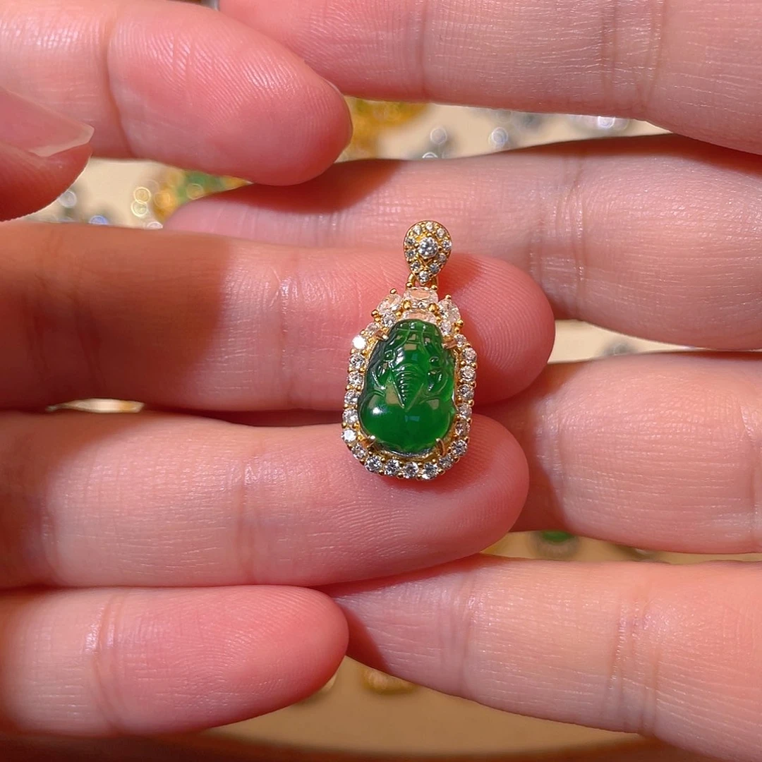 吊坠(不含链)银S925镶嵌翡翠