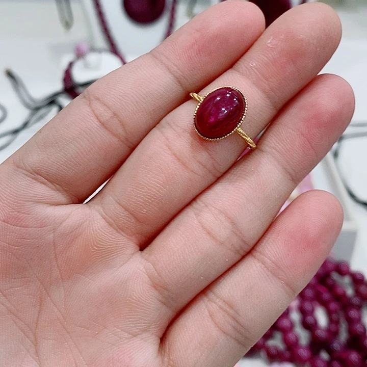 红宝石戒指银S925镶嵌