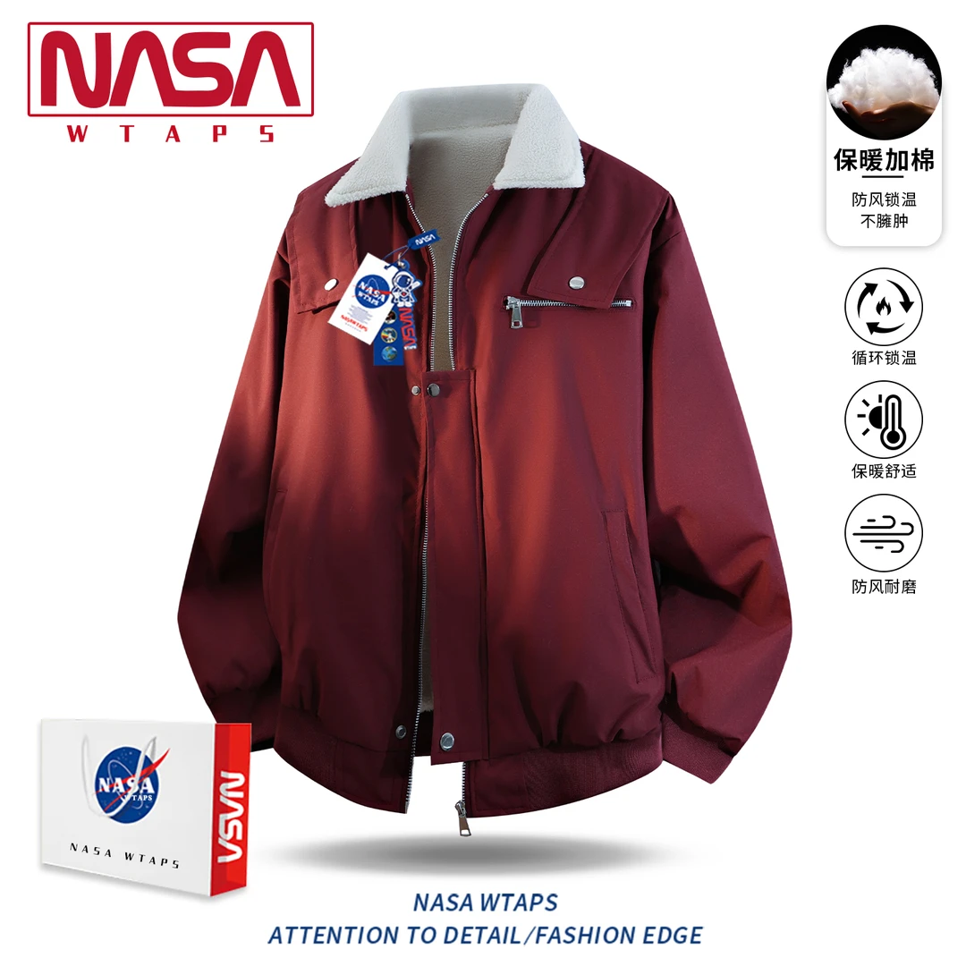 NASA WTAPS加绒外套男女美式复古机能学院风棒球服夹克教练飞行服