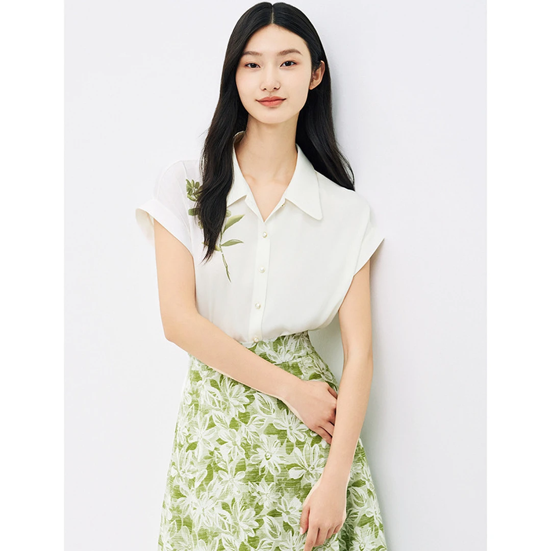 【众心专享价】高级感素雅印花衬衫气质通勤百搭款上衣女EE00684V1