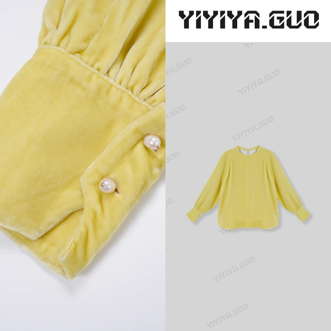 yiyiya.Guo艺艺吖【满庭芳】新中式中国风纯色圆领上衣20242899