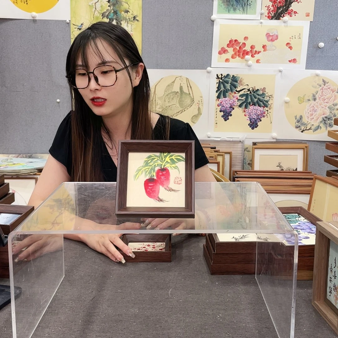 书法手绘带框尺寸：12*12