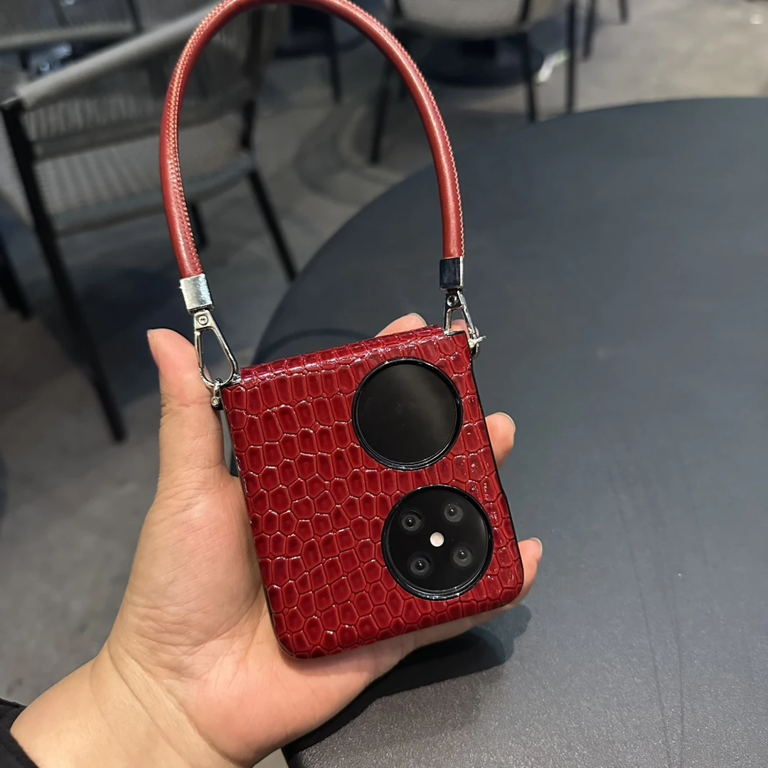 华为Pocket2折叠屏鳄鱼纹手机壳p50pockets适用防摔小米mixflip