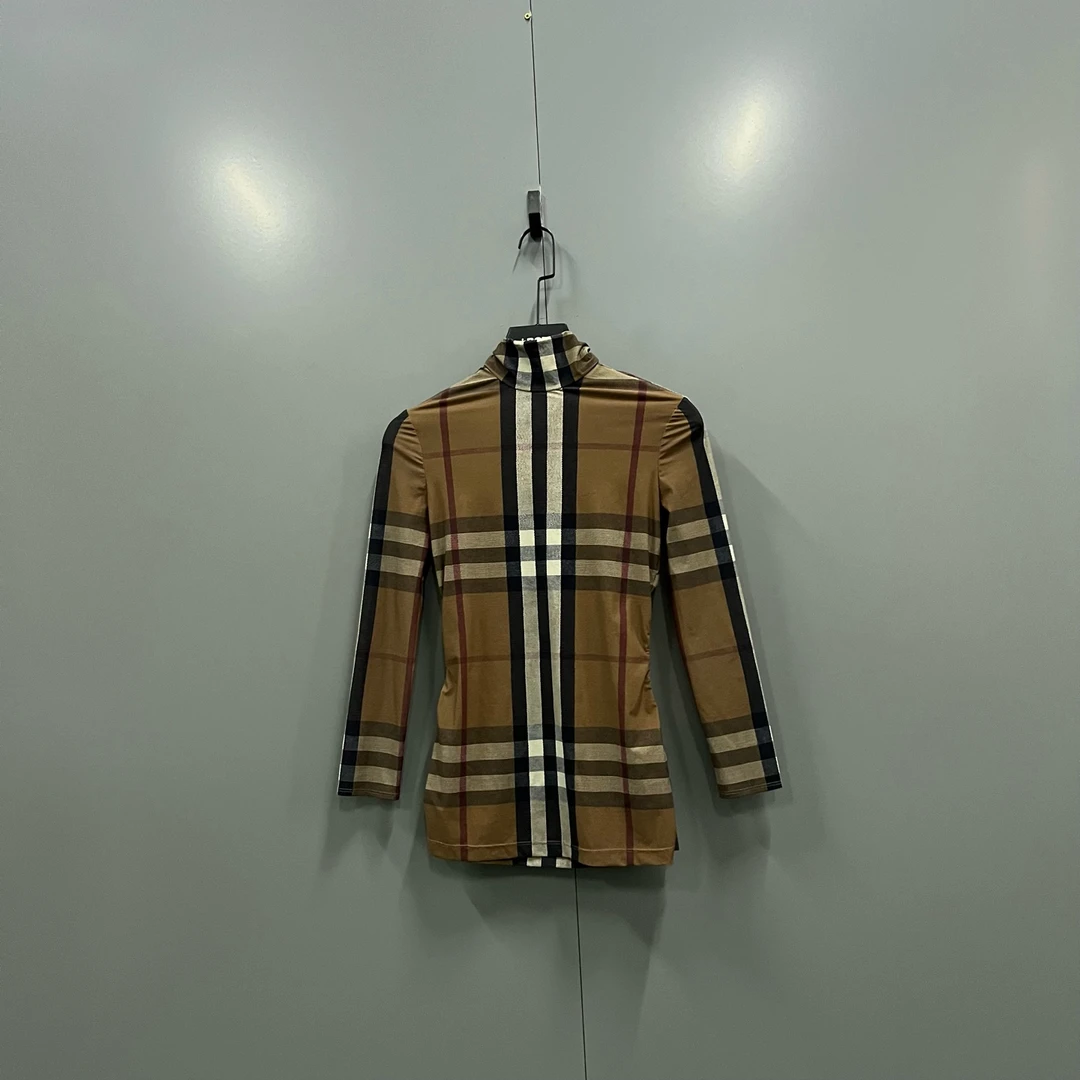 99新 BURBERRY/博柏利 zz1 格纹打底衫/018595/无领洗