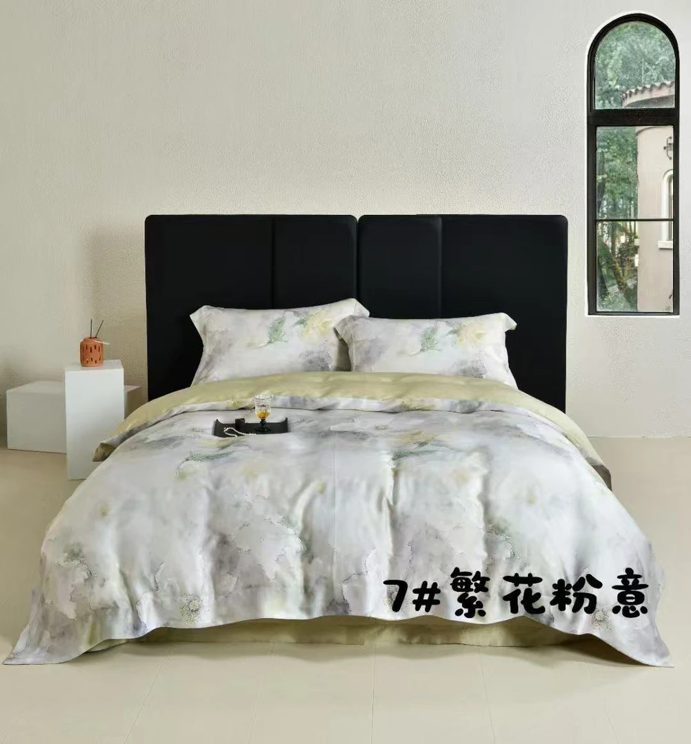 数码印花床盖款四件套标准微瑕～W781（繁花粉意）