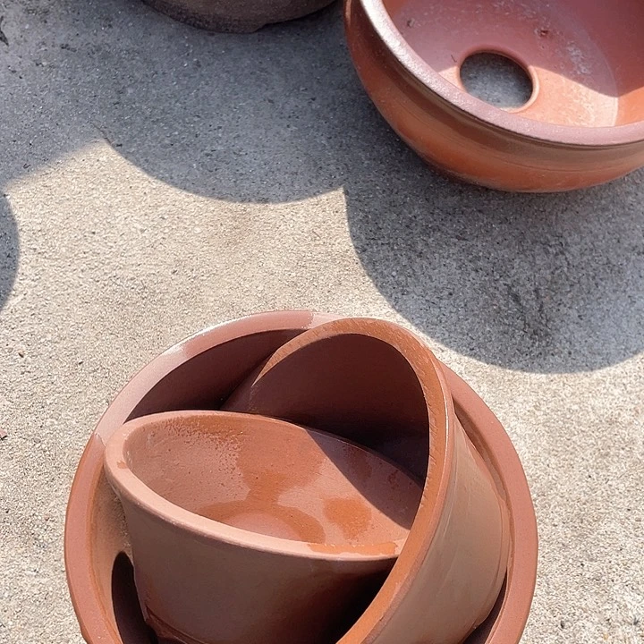 紫砂宜兴紫砂朱泥碗盆三个