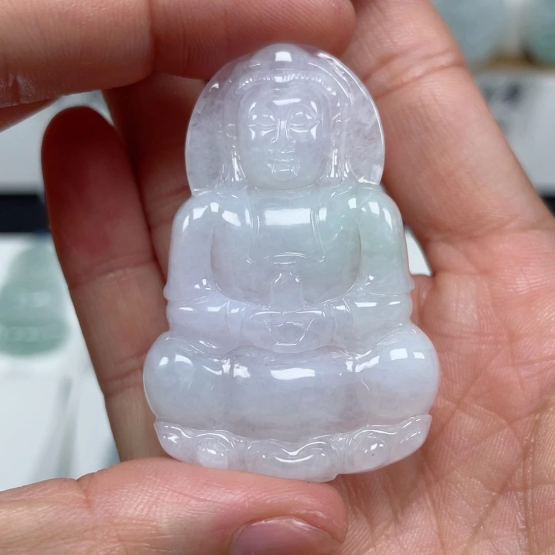 翡翠颈饰未镶嵌天然翡翠A货观音65号