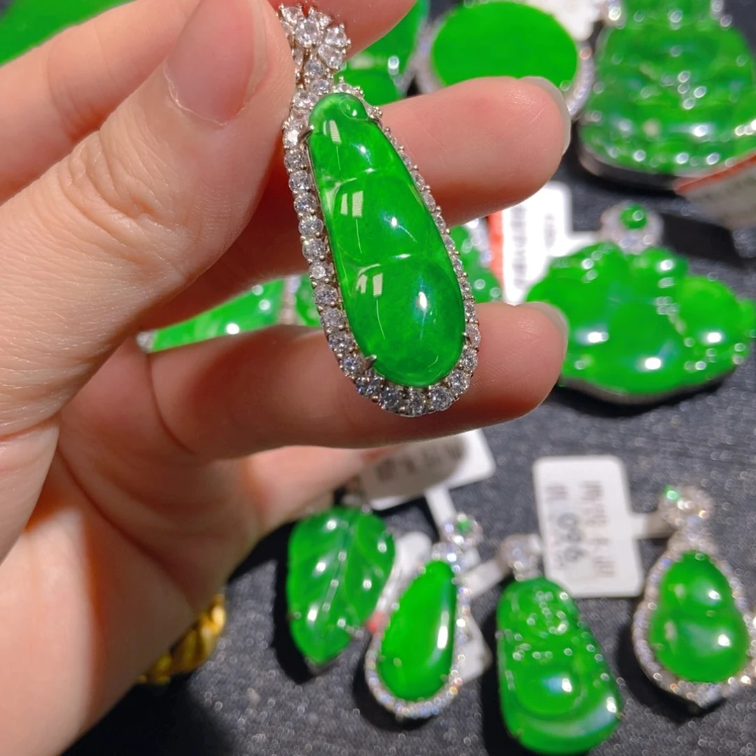 翡翠银S925镶嵌吊坠(不含链)