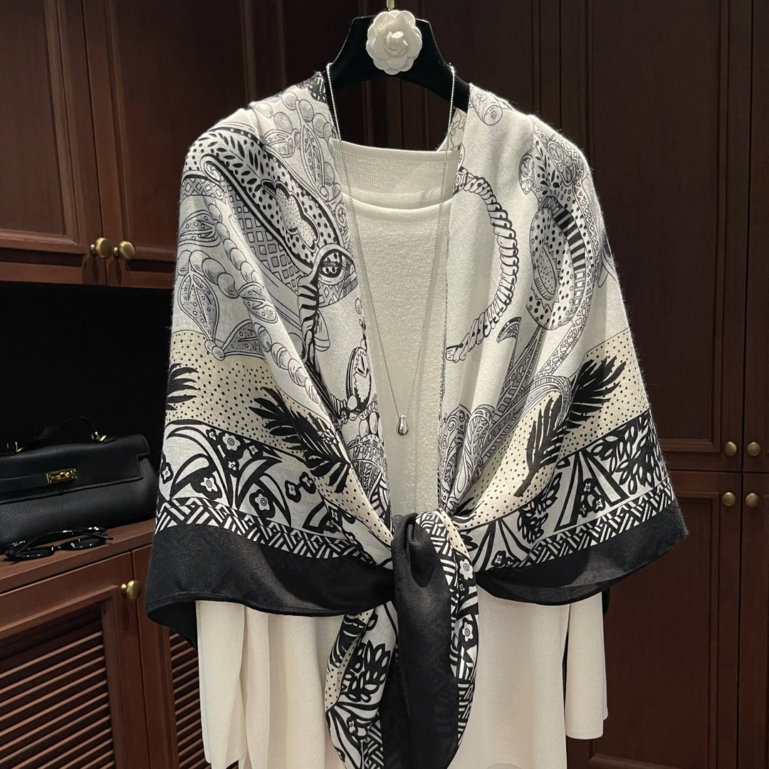 春夏季花边热气球棉麻手感大方巾女空调房护颈围巾旅游出行披肩潮