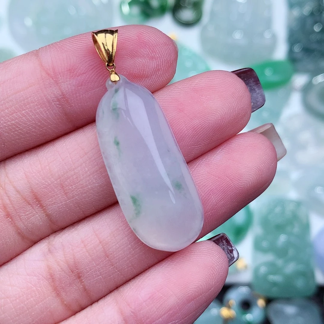 翡翠吊坠(不含链)18K金镶嵌