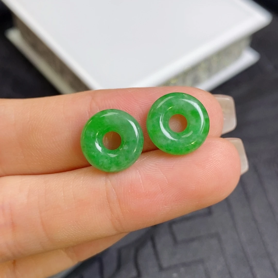 翡翠未镶嵌耳饰小甜甜圈