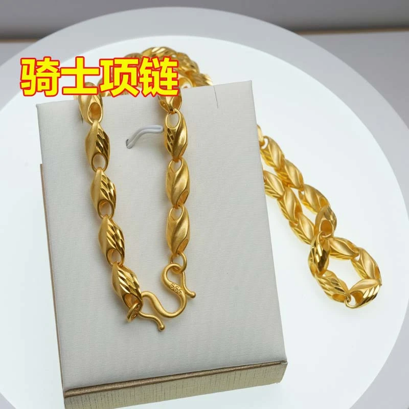 铜项链 古法包金工艺骑士项链磨砂哑光70cm不掉色不起斑